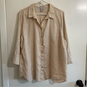 Chico's Light Tan Linen Shirt Size XL